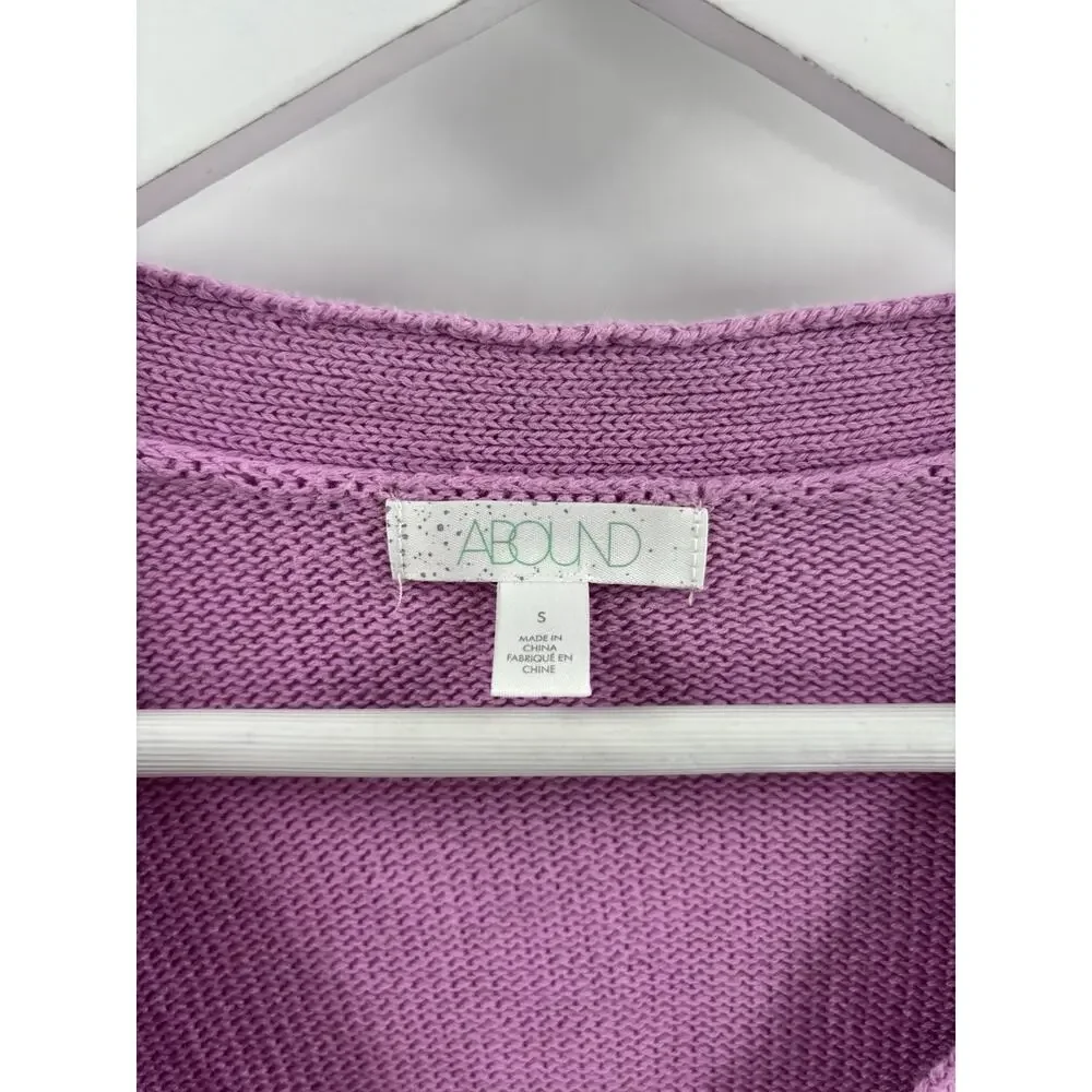 Abound Cardigan Sweater Womens Small Purple Buttons Knit 100% Cotton Stretch